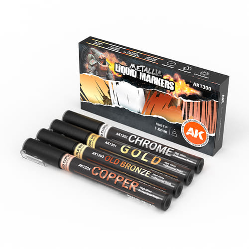 AK Interactive: Metallic Liquid Marker Set AK Interactive: Metallic Liquid Marker Set