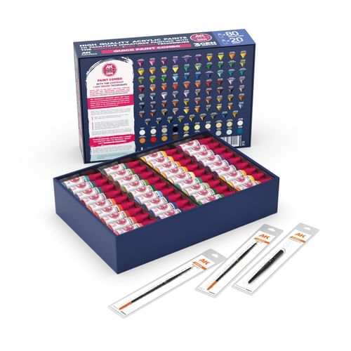 AK Interactive Quick Gen - Combo Quick Paint (100 farieb a 3 kefy) AK Interactive Quick Gen - Combo Quick Paint (100 farieb a 3 kefy)