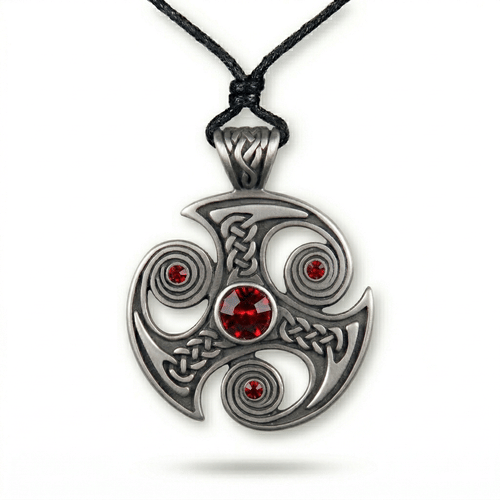 Amulet triskel s kamínky, barva červená