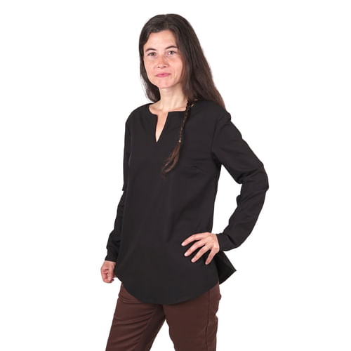 Bavlněná dámská tunika s dlouhým rukávem - černá Bavlněná dámská tunika s dlouhým rukávem - černá
