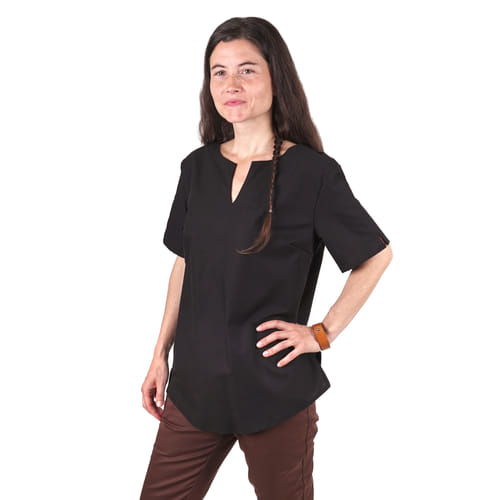 Bavlněná dámská tunika s krátkým rukávem - černá Bavlněná dámská tunika s krátkým rukávem - černá