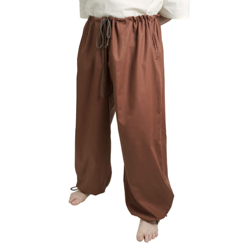 Bavlněné kalhoty široké - hnědé