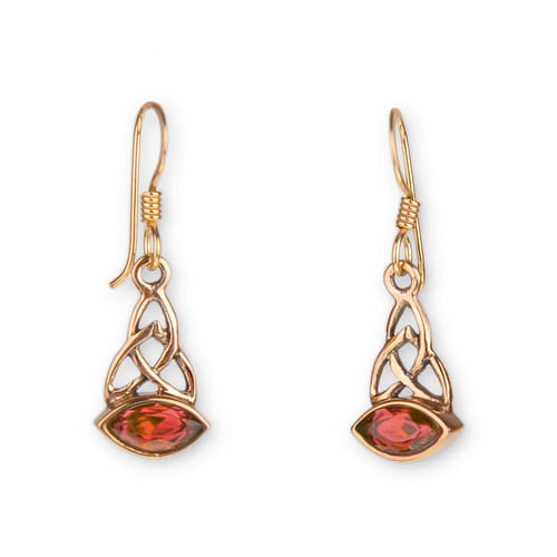 Bronzové náušnice Triquetra s kamienkom Bronzové náušnice Triquetra s kamienkom