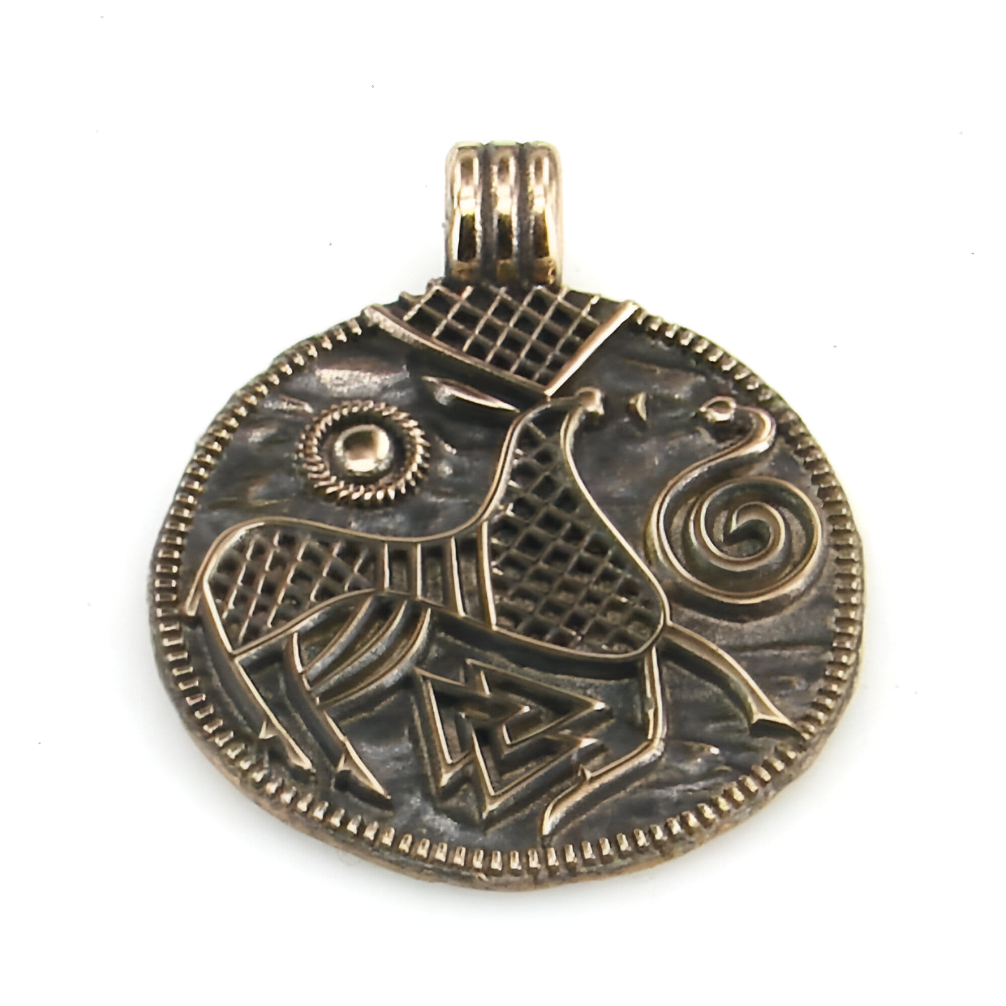 Bronzový prívesok - Vikingská minca Valknut