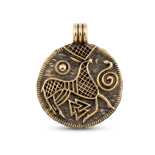 Bronzový přívěsek - Vikingská mince Valknut