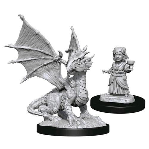 D&D Nolzur's Miniatures - Silver Dragon Wyrmling & Female Halfling D&D Nolzur's Miniatures - Silver Dragon Wyrmling & Female Halfling