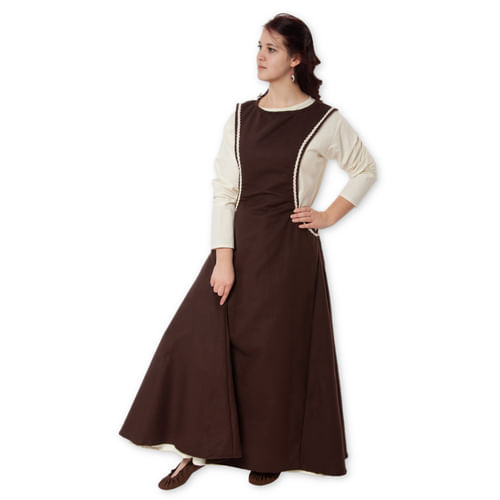 Dámske šaty surcotte Calanthé - hnedé Dámske šaty surcotte Calanthé - hnedé