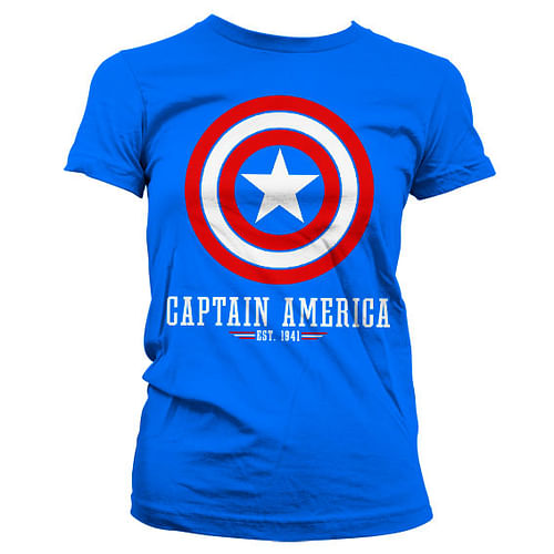 Dámské tričko Captain America - Štít logo, modré