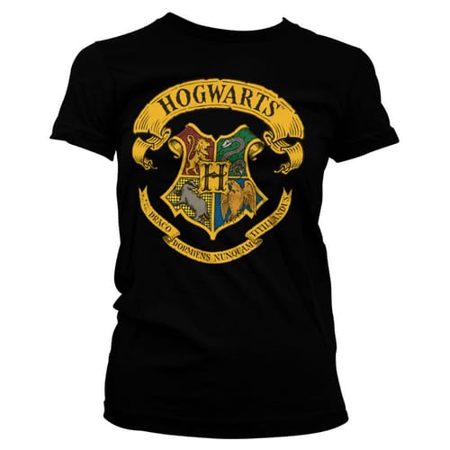 Levně Dámské tričko Harry Potter - Bradavický erb, černé