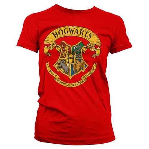 Levně Dámské tričko Harry Potter - Bradavický erb, červené