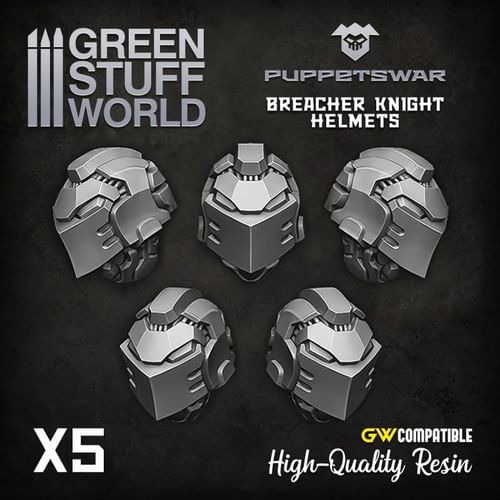 Dekorace Green Stuff World: Knight Helmets 2, 5 ks Dekorace Green Stuff World: Knight Helmets 2, 5 ks