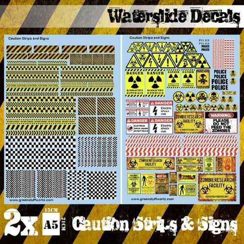 Dekorace Green Stuff World: Waterslide Decals - Caution Strips and Signs Dekorace Green Stuff World: Waterslide Decals - Caution Strips and Signs