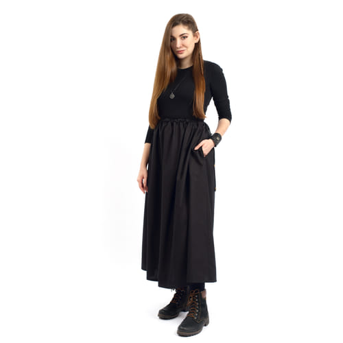 Dlouhá sukně s kapsami, černá, velikost S