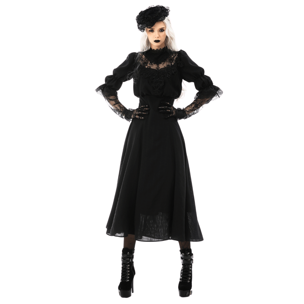 Dlhé gotické šaty - Black Dahlia