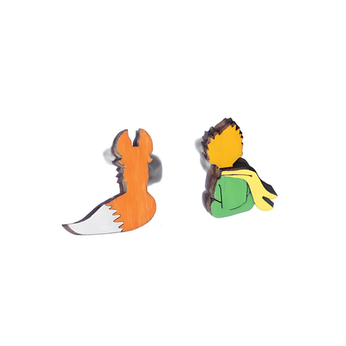 Drevené náušnice Malý princ - princ a líška Drevené náušnice Malý princ - princ a líška