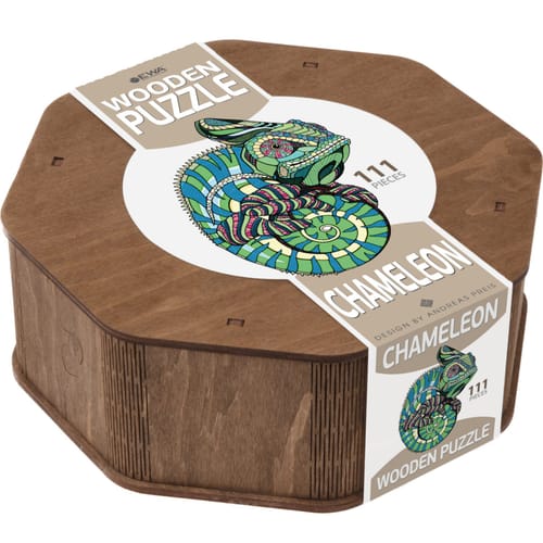 Drevené puzzle Chameleon (drevená krabička) Drevené puzzle Chameleon (drevená krabička)