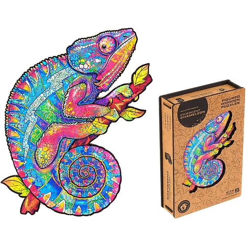 Obrázok Dřevěné puzzle Duhový chameleon (velikost M)