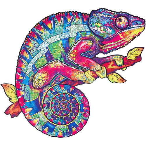 Obrázok Dřevěné puzzle Duhový chameleon (velikost XL)