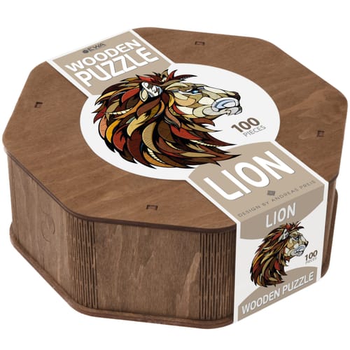 Drevené puzzle Lev (drevená krabička) Drevené puzzle Lev (drevená krabička)