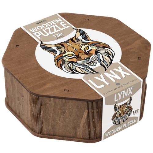 Drevené puzzle Rys (drevená krabička) Drevené puzzle Rys (drevená krabička)