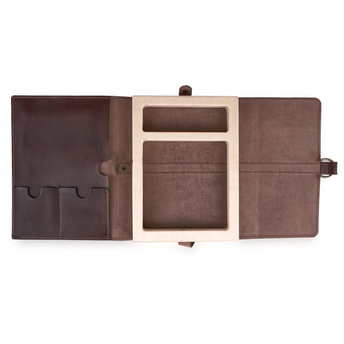 Levně imago Dřevěný Dice Tray v koženém obalu