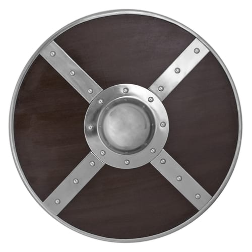 Drevený kruhový štít s oceľovým kovaním Drevený kruhový štít s oceľovým kovaním