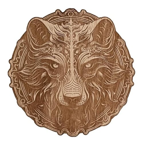 Drevený podtácok Hlava vlka Drevený podtácok Hlava vlka