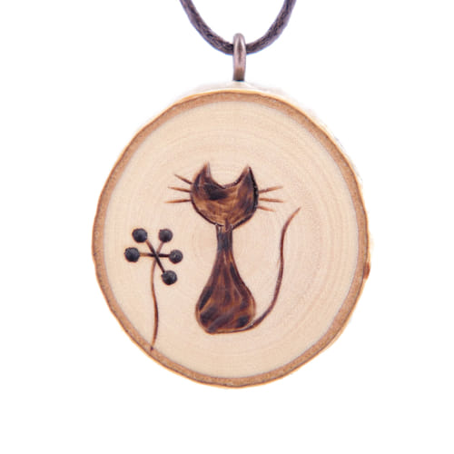 Drevený prívesok Mačka Drevený prívesok Mačka