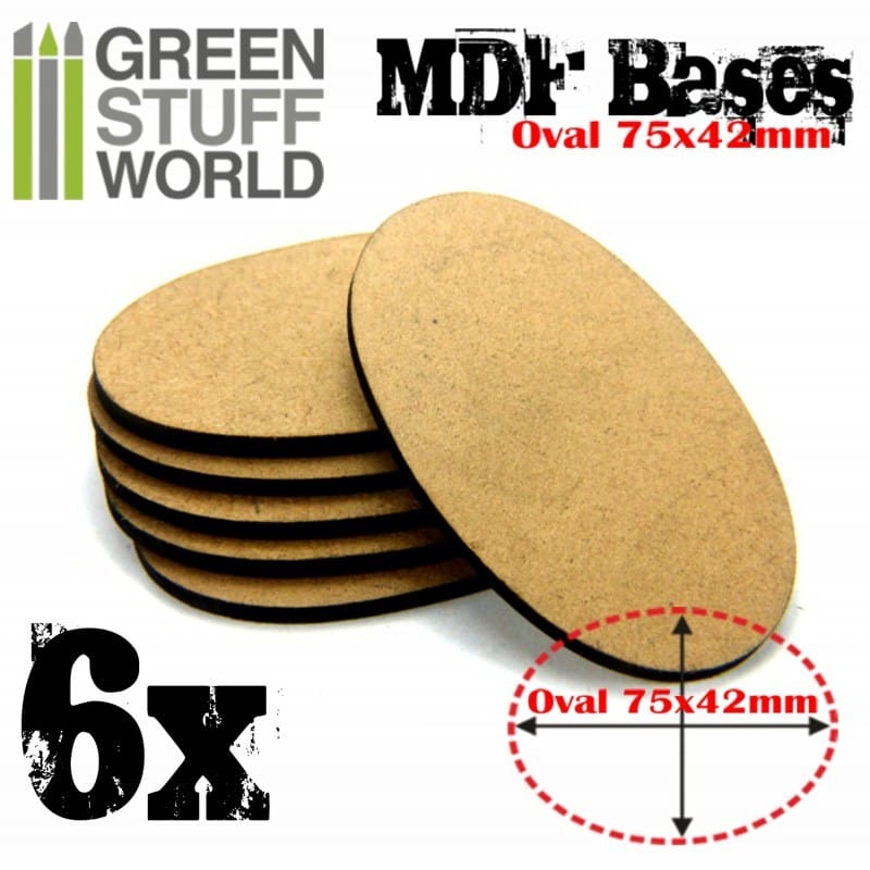 Dřevotřískové podstavce MDF Bases - Oval 75 x 42 mm (6 ks)