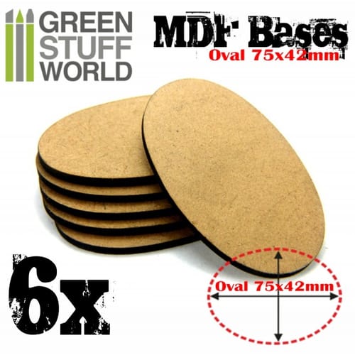 Levně Dřevotřískové podstavce MDF Bases - Oval 75 x 42 mm (6 ks)