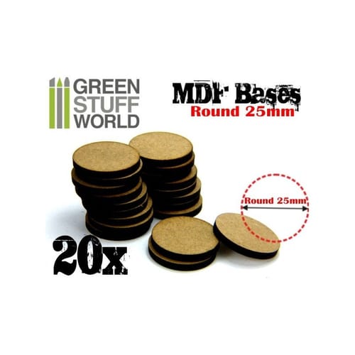 Levně Dřevotřískové podstavce MDF Bases - Round 25mm (20 ks)