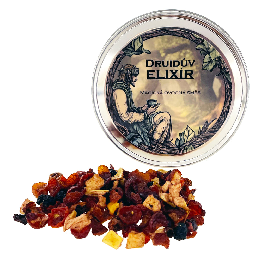 Druidský elixír - magická ovocná zmes v plechovej krabičke