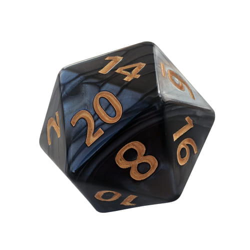 Dvadsaťstenná kocka Čierna perla (40mm) Dvadsaťstenná kocka Čierna perla (40mm)