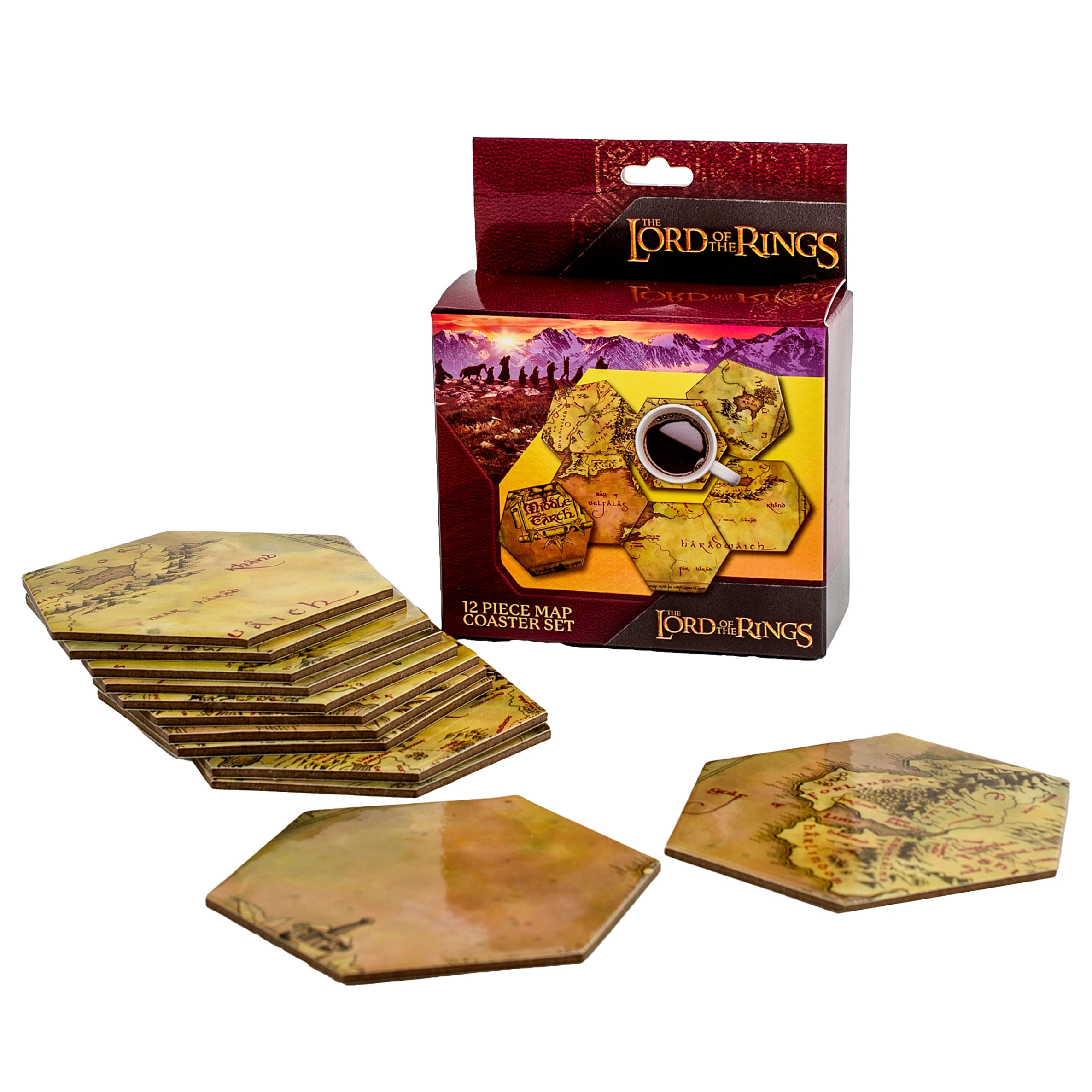 Hexové podtácky Pán Prsteňov - Stredozeme (12 ks)