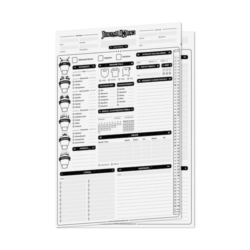 Jeskyně a draci - karta postavy Jeskyně a draci - karta postavy