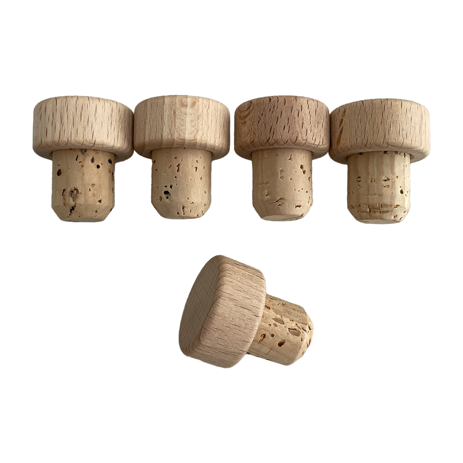 Korková zátka Griff s dřevěným válcovým vrškem (5ks)