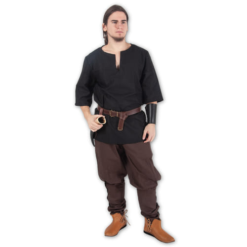 Bavlněná středověká košile - černá, velikost S