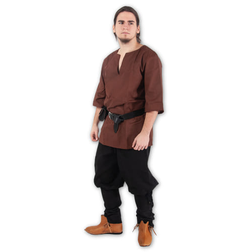 Bavlněná středověká košile - hnědá
