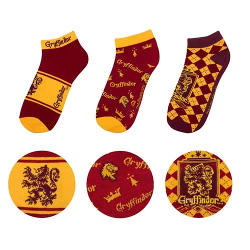 Levně Kotníkové ponožky Harry Potter - Nebelvír (3 páry)