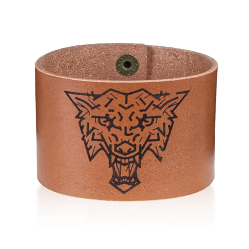 Levně imago Kožený náramek Škola vlka, délka 21 cm