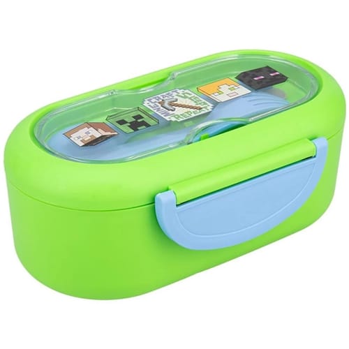 Minecraft krabička na občerstvenie s príborom a lyžičkou Minecraft krabička na občerstvenie s príborom a lyžičkou