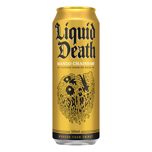 Limonáda Liquid Death - Mango Chainsaw 0,5 l Limonáda Liquid Death - Mango Chainsaw 0,5 l