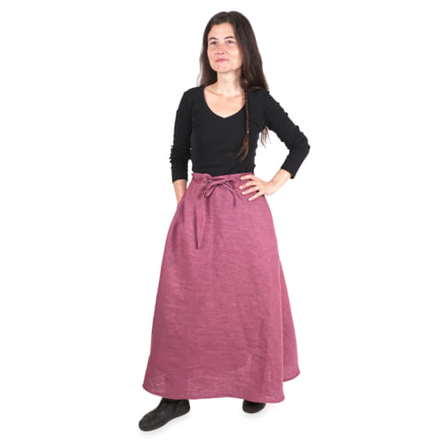 Lněná dámská dlouhá sukně - fialová Lněná dámská dlouhá sukně - fialová