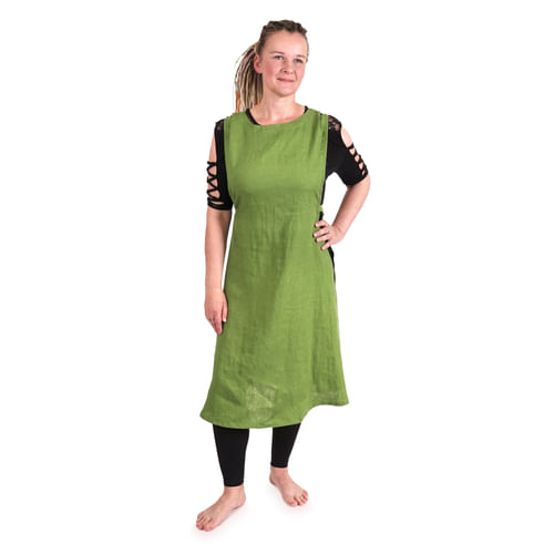 Ľanová dámska zástera Lobelie - zelená Ľanová dámska zástera Lobelie - zelená