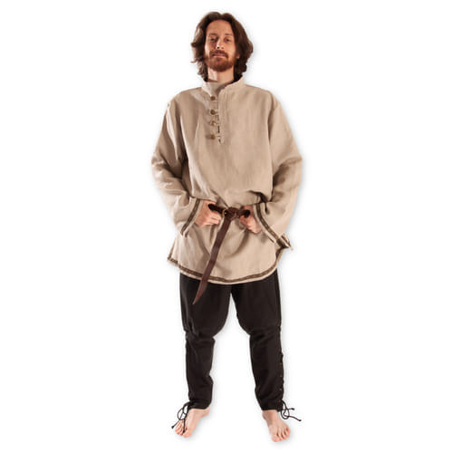 Zdobená pánská lněná tunika, velikost L