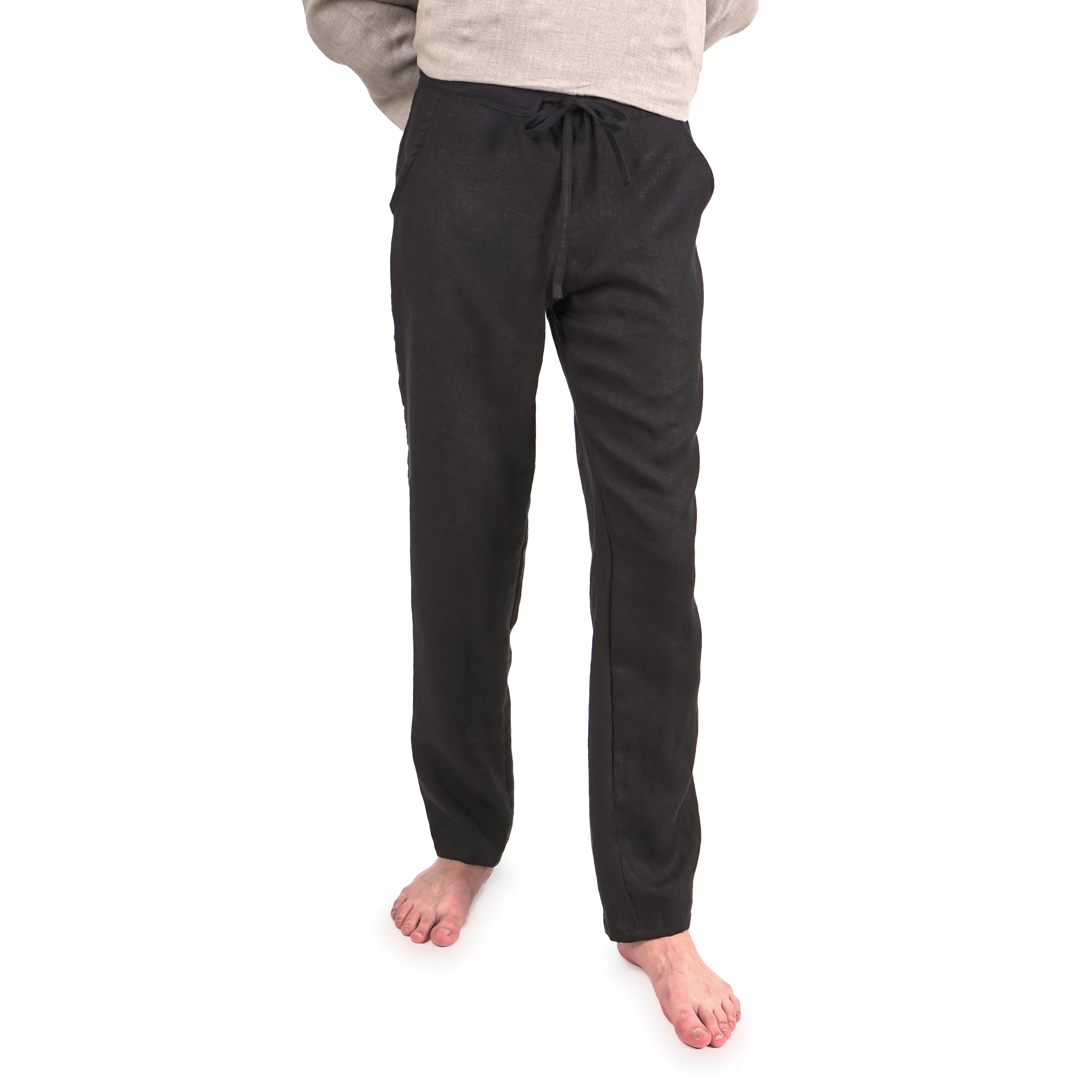 Pánske ľanové nohavice - čierne