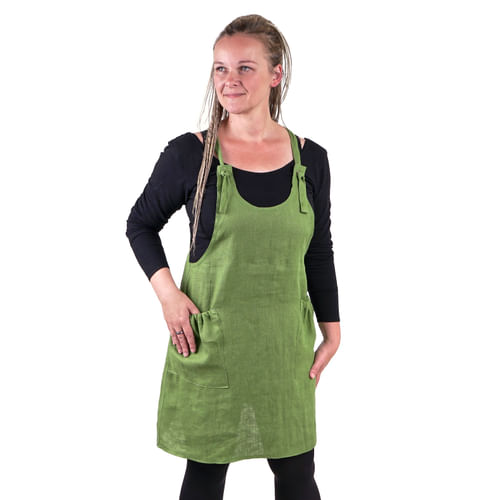 Ľanové šaty s trakmi, zelené Ľanové šaty s trakmi, zelené