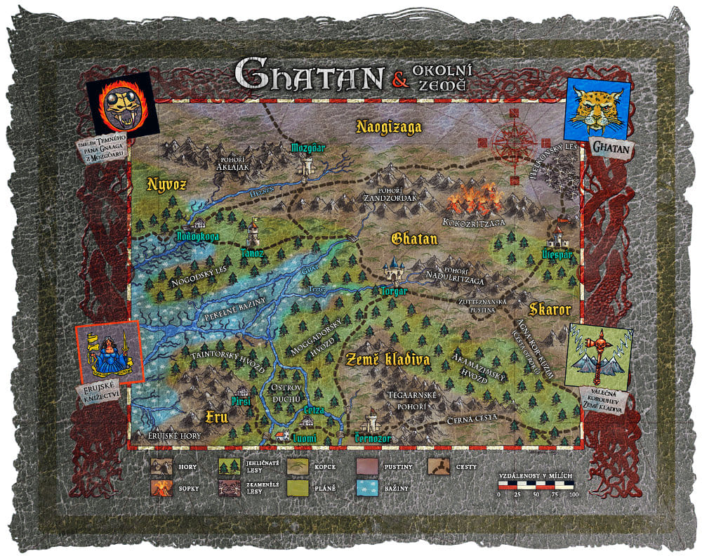 Mapa Ghatan a okolité krajiny