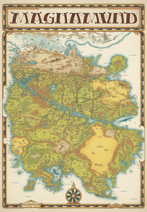 Levně Mytago Mapa Magnamundu na plátně