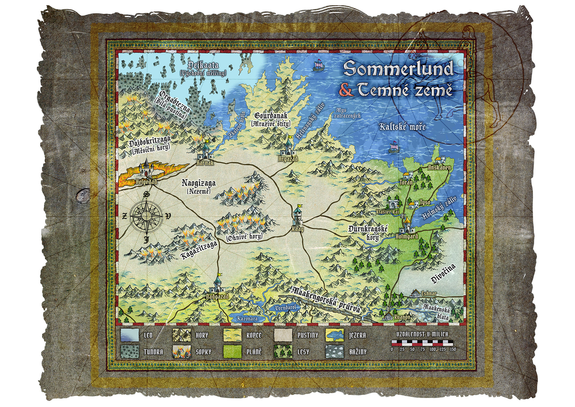 Mapa Sommerlundu a Temných krajín